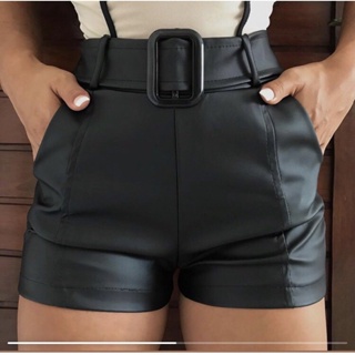 Shorts de Couro Preto M