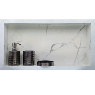 Nicho Para Banheiro Em Porcelanato Branco Calacata Prateleira Porta Shampoo Sabonete Promoção