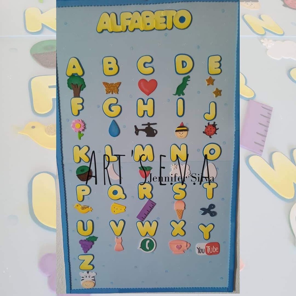 Painel alfabeto ilustrado para sala de aula, decoração para sala ...