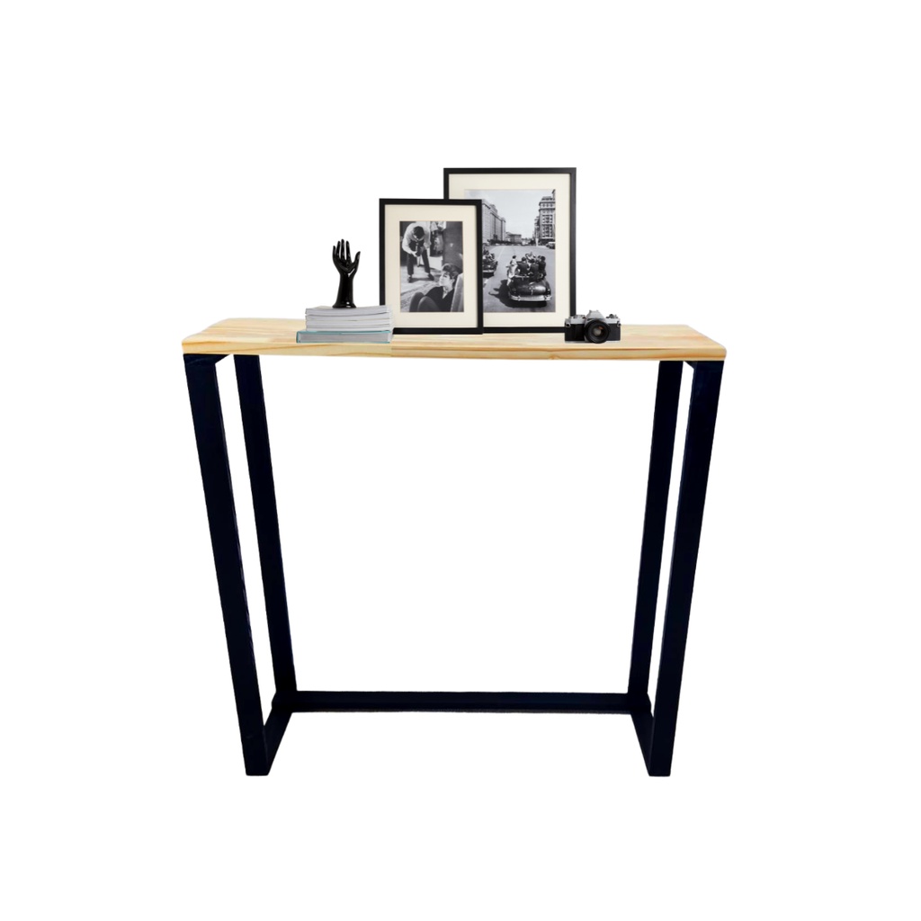 Aparador Industrial De Madeira Preto Mesa Auxiliar Para Objetos De Decoração