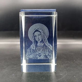 Cubo Cristal 3D Sagrado Coração de Maria. Presente de Natal, Ano novo e Pascoa.