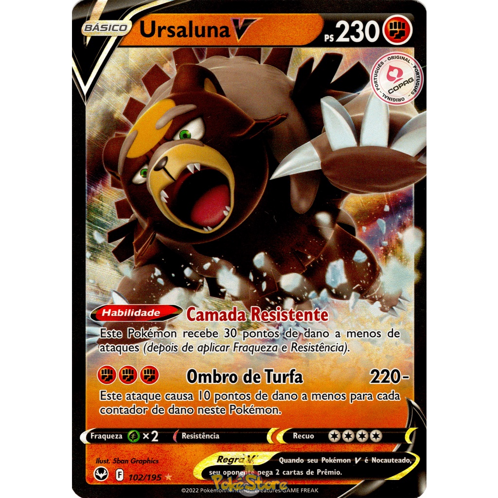 Carta Pokemon Ursaluna V Portugus Card Original Copag Tempestade Prateada  | Shopee Brasil