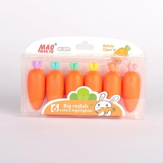 Conjunto de Marca Texto divertido Cenoura com 6