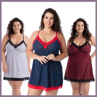 Camisola Plus Size Gestante Malha Fria liganete Sem Bojo Renda Pijama Estampado