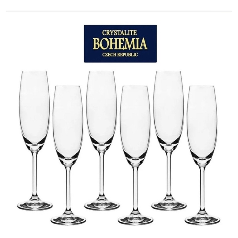 Copas Champagne Cristal Bohemia Original Setx6 Lara 220ml