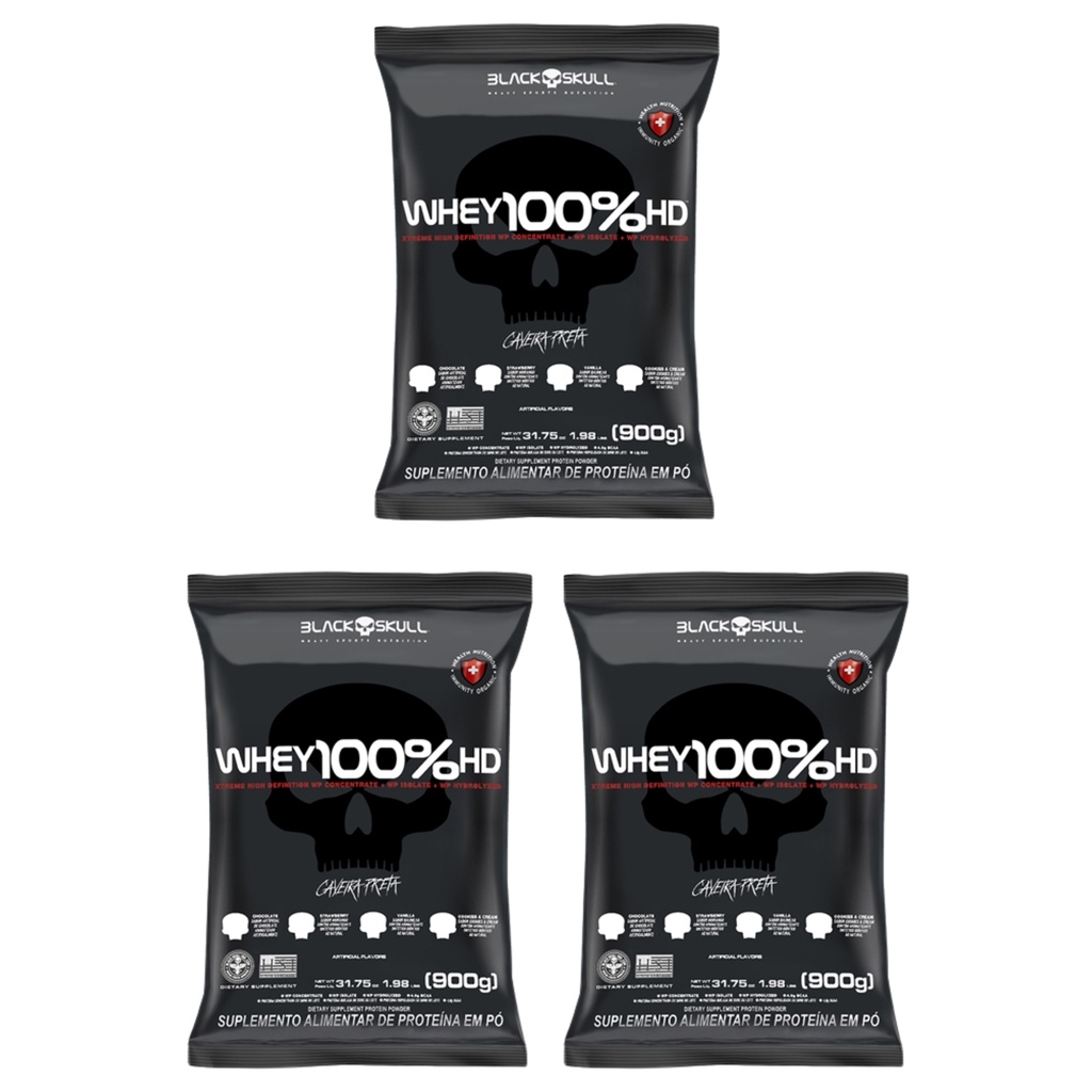 3X Whey 100%HD 900g Blackskull Refil