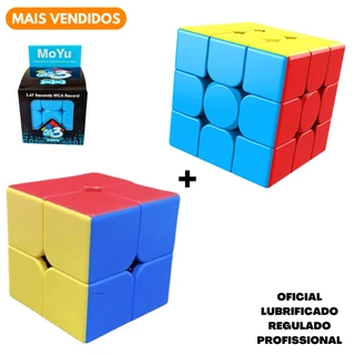 Kit Cubo Magico Moyu Meilong 3x3x3 + Meilong 2x2x2 Interativo Profissional Infantil Regulado Lubrificado