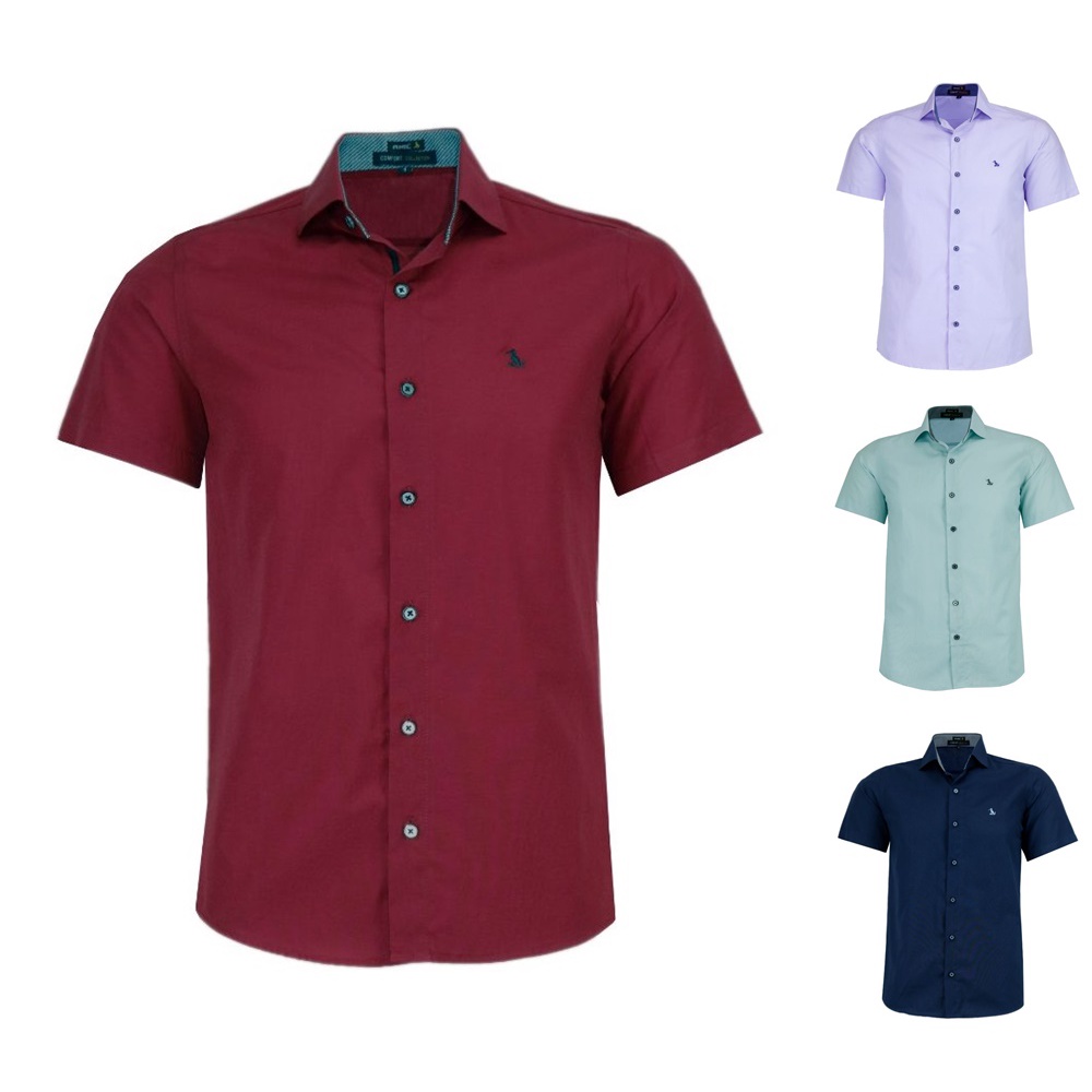 Camisa Social Amil Comfort Indian Manga Curta Luxo Promoção Lançamento 2024