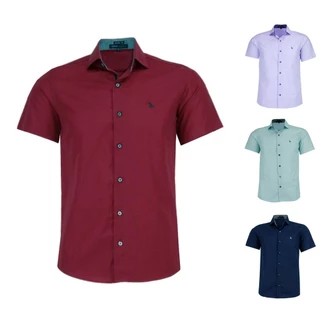 Camisa Social Amil Comfort Indian Manga Curta Luxo Promoção Lançamento 2024