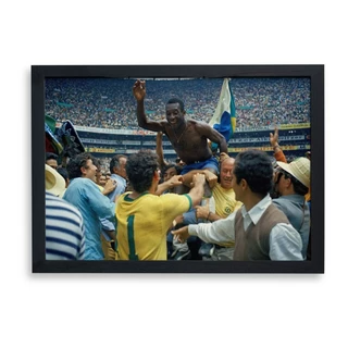Quadro Decorativo Pelé Seleção Brasileira Copa de 1970 com Moldura Tamanho 60x40cm