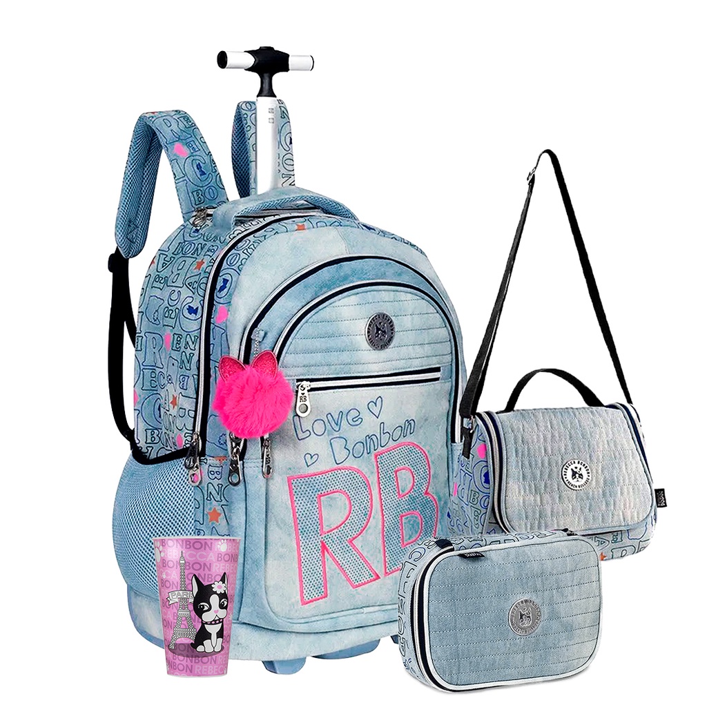 rodinha juvenil mochila rebecca bonbon jeans rodinha