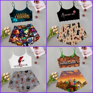 pijama croppet roupa de dormir sale jogos personagens animes