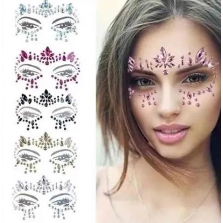 STAHAD 6 Unidades Rosto Corpo Rosto Metálico Cara Testa Adesivos De Rosto  De Cristais De Festival Adesivos Florais Para Os Olhos Jóias Corporais  Pequeno e Fresco Decoração De Rosto Mulher