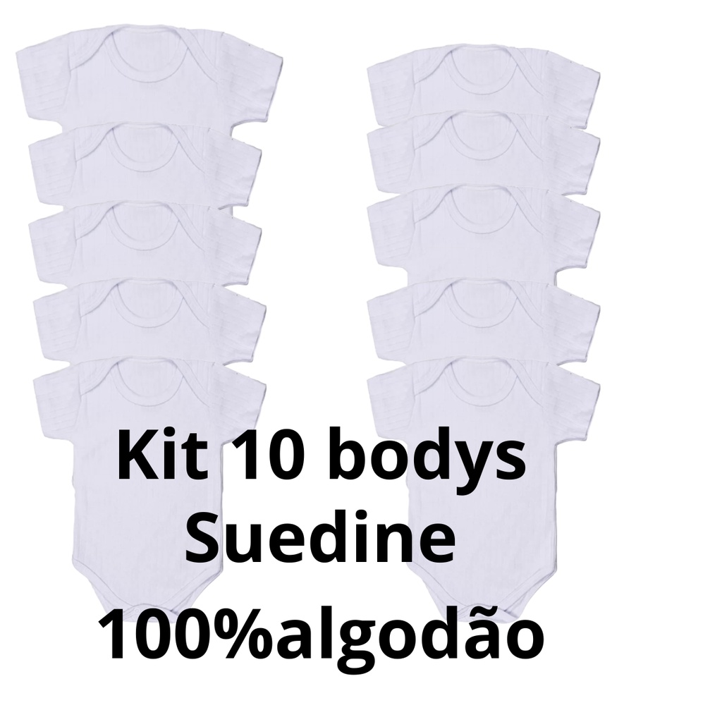Body bebe liso branco 10 peças .100% algodão suedine