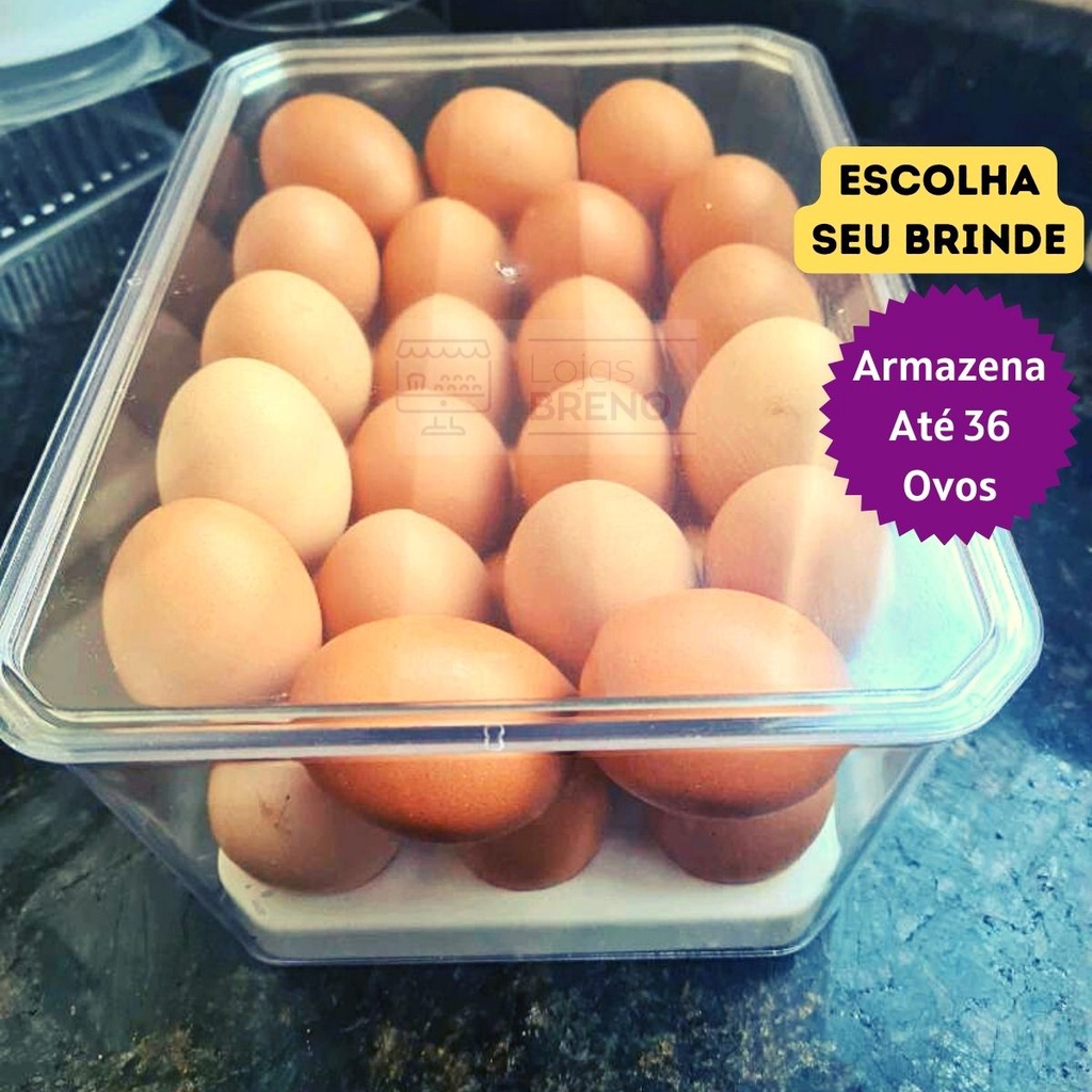Organizador Porta Ovos 36 Un Com Tampa Geladeira Cozinha