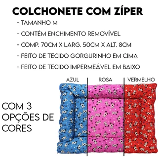 Cama de Cachorro Colchonete com Ziper Impermeavel 70x50cm Caminha para Caes Gato Cachorros Pet