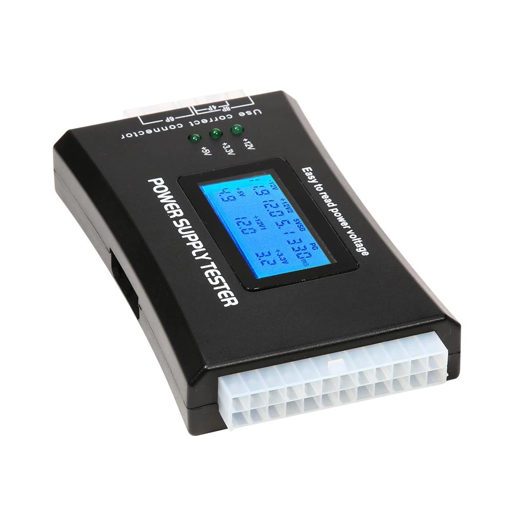 Testador Fonte Digital Lcd Alimentação Atx 20 24 Pinos Sata
