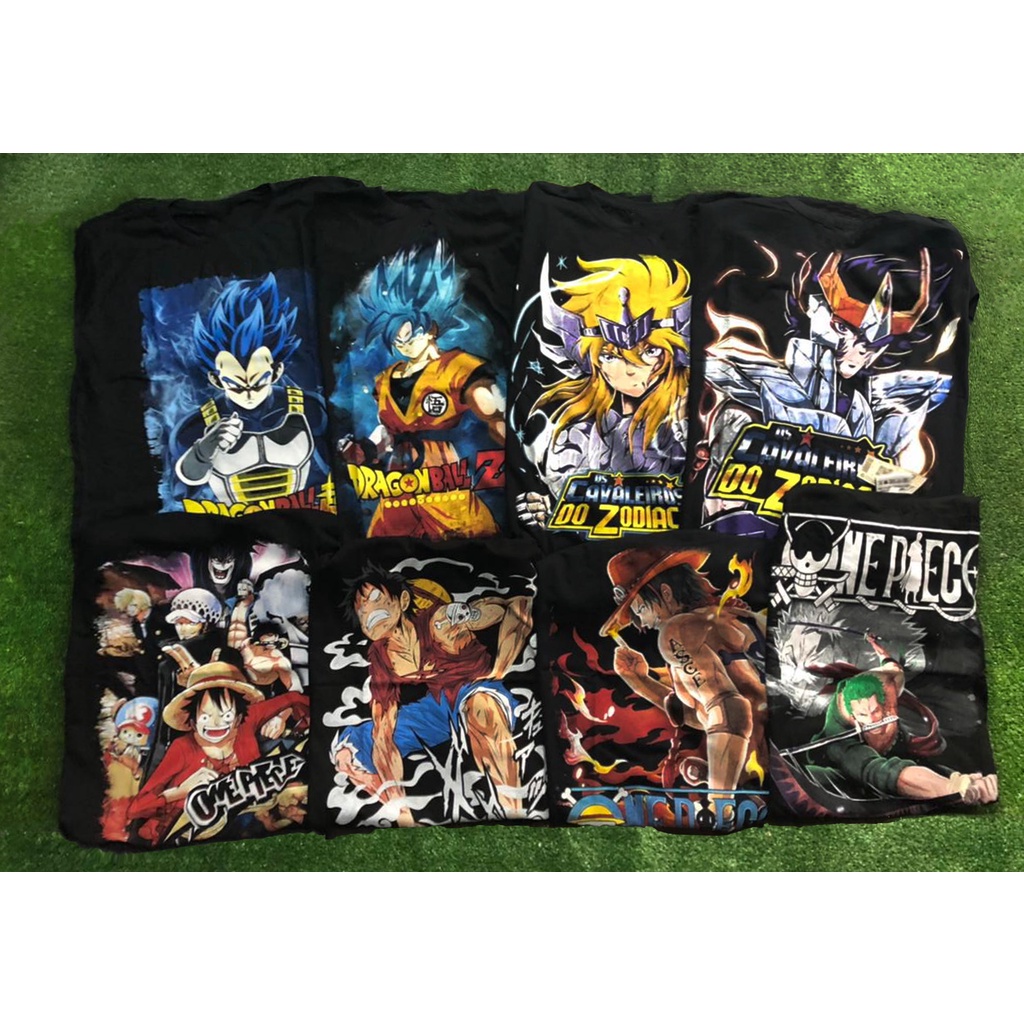 Kit 2pçs Camisetas Dragon Ball Z Goku Little e Vegeta Azul 100% Algodão  30.1 Penteado Desenho Alta Definição e Cores