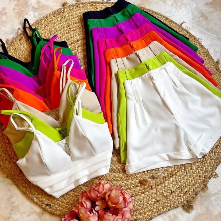 Conjunto Feminino Alfaiataria (SHORT+CROPEED) Conjunto Estiloso