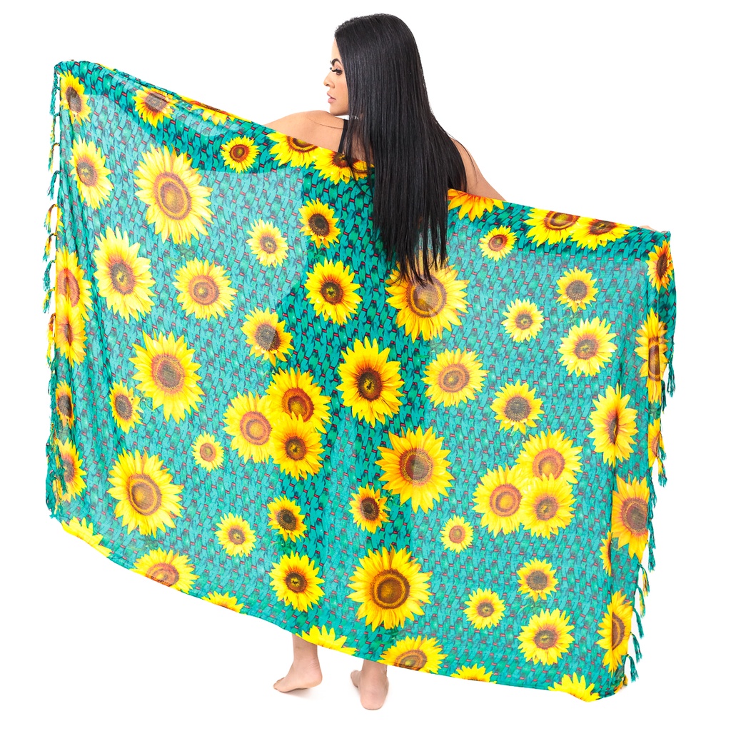 Canga De Praia Viscose Girassol Grande Melhor Qualidade Verão 23