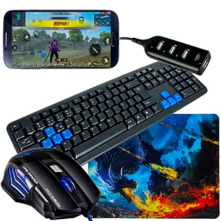 Kit Mobilador Completo Premium Para Celular Smartphone Tablet Android ou IOS  com Conversor Bluetooth 5.0 + Teclado Para Jogar Free Fire PUGB CALL OF  DUTY MOBILE BATTLE ROYALE E+ - Escorrega o Preço