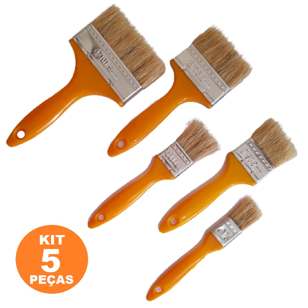 Kit 5 Trincha Pincel Para Pintura Parede Profissional Pintar | Shopee ...