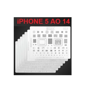 Kit Stencil Bga iPhone do 5 Ao 14, Android, Nand, Memoria, Baseband, Wifi, RF, Power Manage Amaoe Reballing Furo Quadrado Varios Modelos, Ci - Circuito integrado Tecnico eletronica manutenção de celular