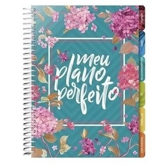 Planner Agenda Meu Plano Perfeito, Acetato, Espiral Duplo, Flores