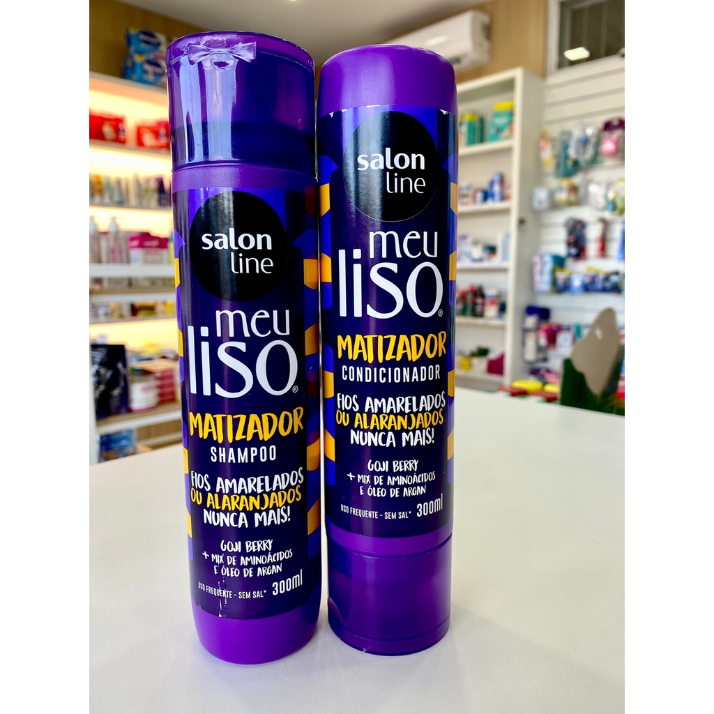 Kit Shampoo e Condicionador Matizador Meu Liso Salon Line 300ml ...