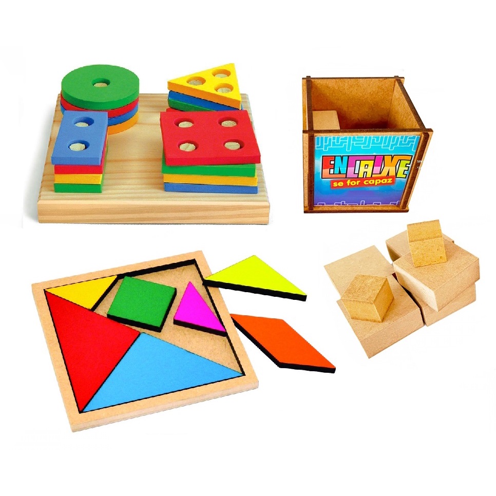 Jogo Puzzle Geométrico - Formas  Brinquedo Educativo Montessori