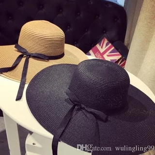 Chapéu De Praia Palha Dobrável Personalizável Aba Grande Colorido Moda