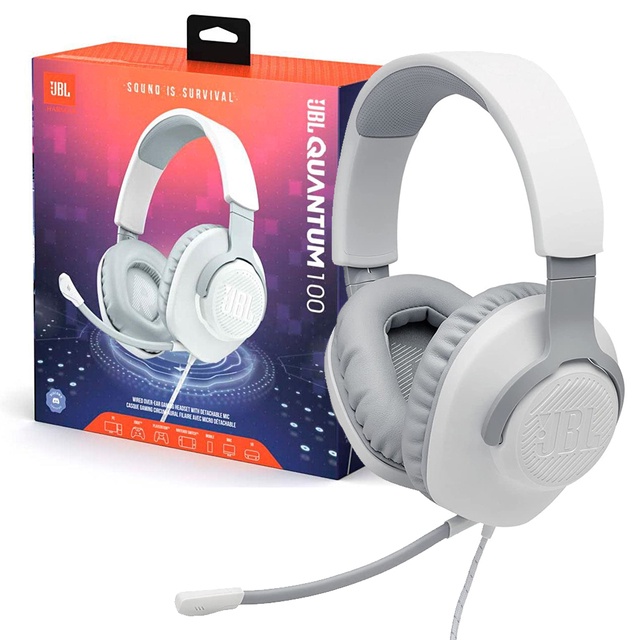 Fone de Ouvido Headset Gamer JBL Quantum 100 Branco Original Over Ear