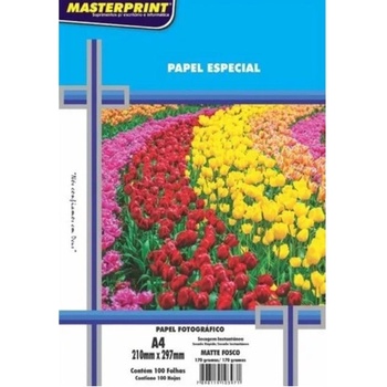 Kit 200 Folhas Papel fotográfico Matte Fosco 170g A4 Premium MASTERPRINT
