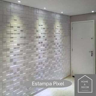 Placas 3D Autoadesiva Revestimento PVC Parede Alto Relevo 50x50cm