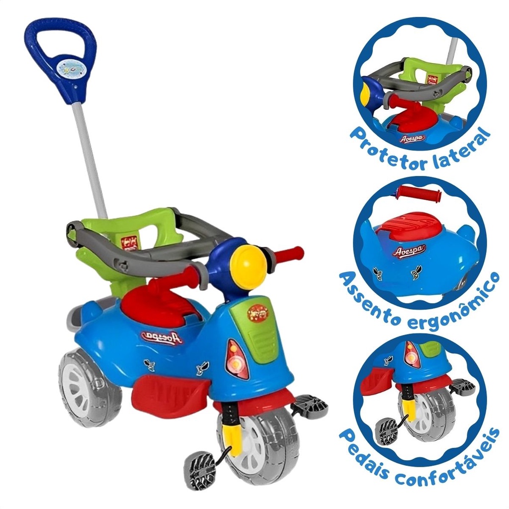 Zippy Toys Triciclo Infantil, Feito de Plástico e Aço Carbono. Possui  Cestas de Armazenamento e Campainha Trim Trim. Indicado Para Crianças Até  03