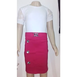 Saia lápis infantil Midi elegante luxo moda evangélica
