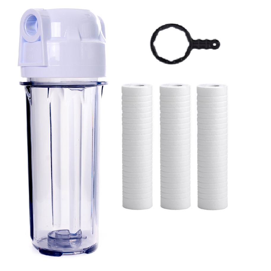 Filtro Água 10 Caixa Dágua Cavalete 3 Refil Pp + Chave