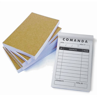 Kit Combo 5 Blocos de Comanda c/ 100 Folhas para Lanchonete, Barzinho, Restaurante, etc