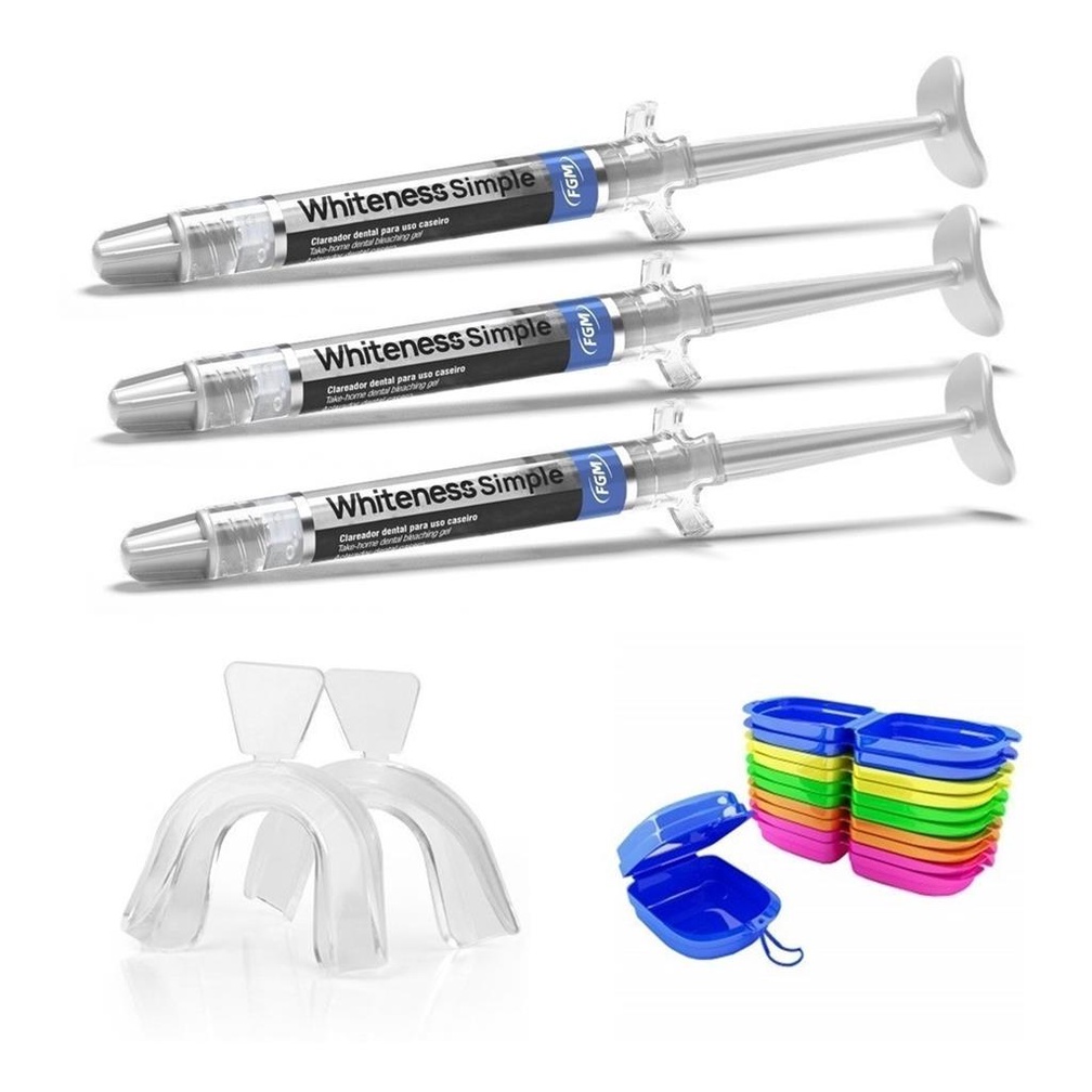 Kit De Clareamento Dental Whiteness 22% + Moldeira e Estojo