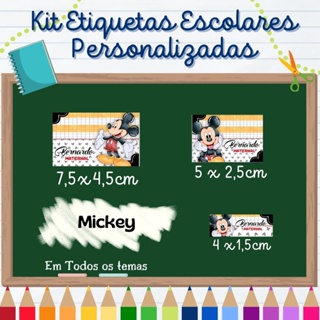Kit 85 Etiquetas Escolares - MICKEY AQUARELADO