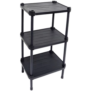 Estante de Plástico Modular Multiuso 3 Prateleiras 1 Torre Montável Preta 39 Kg Qualyplas