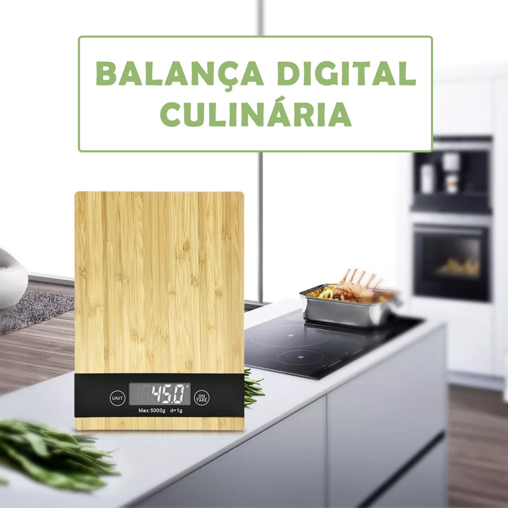 Balança digital cozinha nutrição até 5Kg bambu ecológico | Shopee Brasil