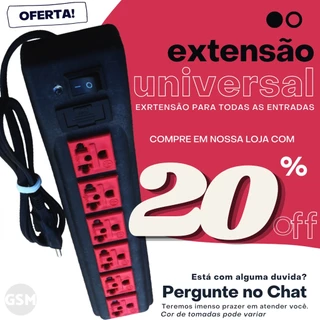 Filtro de Linha UNIVERSAL 6Tomadas/ 110v e 220v Colorido