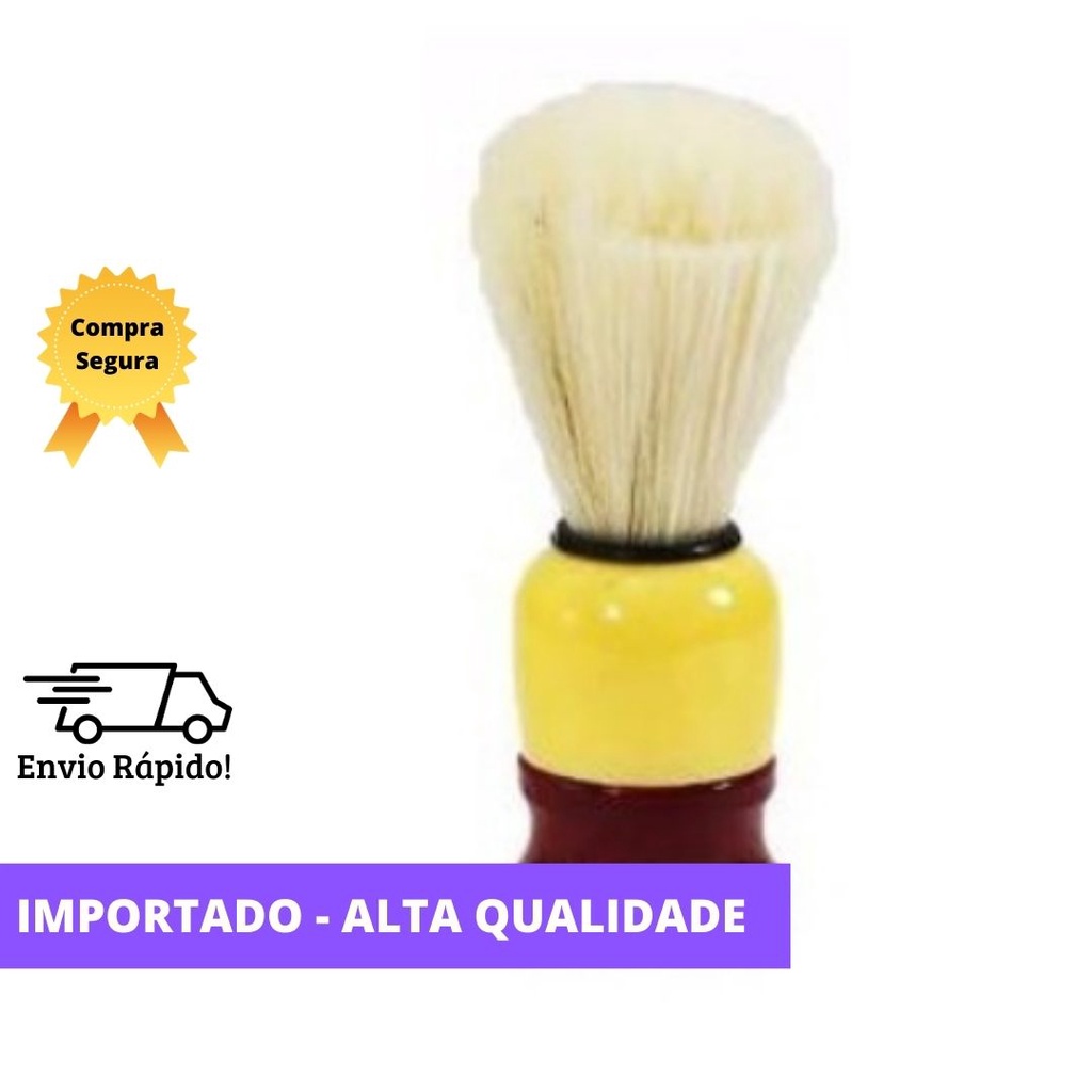 Pincel Para Barba Barbear Grande - Cerdas Macias Cabo Madeira Retro 979