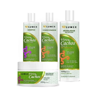 Kit Ativador de Cachos Shampoo + Condicionador + Máscara de Hidratação + Modelador de Cachos Lumex