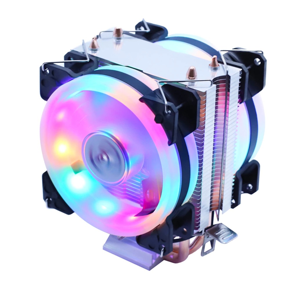 Cpu Cooler Rgb 6 Heat Pipes, 2 Fan, 4 Pinos Pwm Intel E Amd | Shopee Brasil