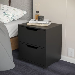 Mesa De Cabeceira / Criado Retro Prime Com 2 Gavetas Pés Anti Umidade Cor Preto