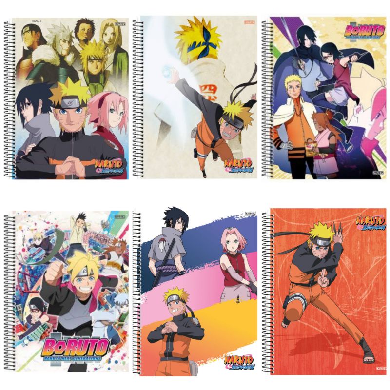 Caderno Espiral Universitário 10 Matérias Naruto 160 Folhas