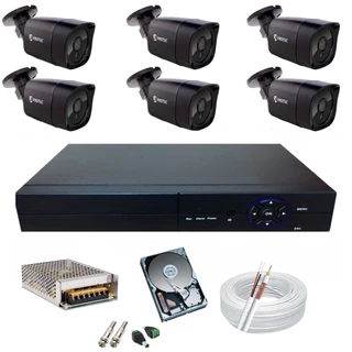 Kit Cftv 6 Câmeras Black Protec Full HD 1080p Dvr 8ch Hd 500gb
