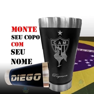 Copo Térmico Atlético com abridor Gravado a Laser - Nome Personalizado